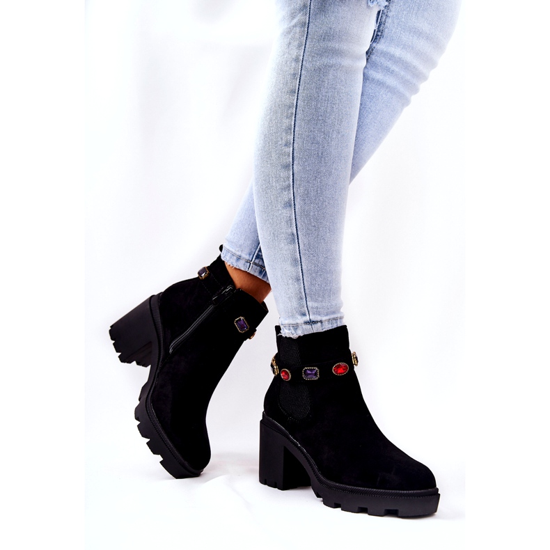 SEA Women's Boots On Heel With Crystals Black Macbeth 2