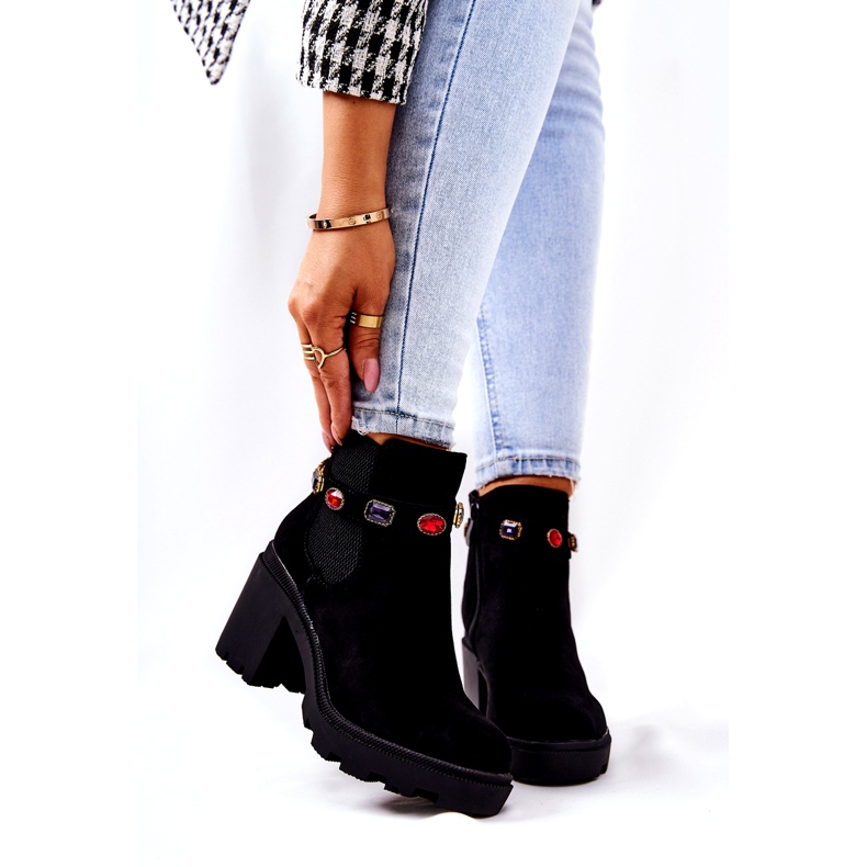 SEA Women's Boots On Heel With Crystals Black Macbeth 3