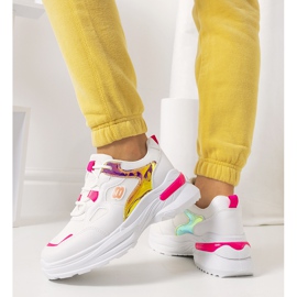 White and pink sneakers with Going holographic inserts 2