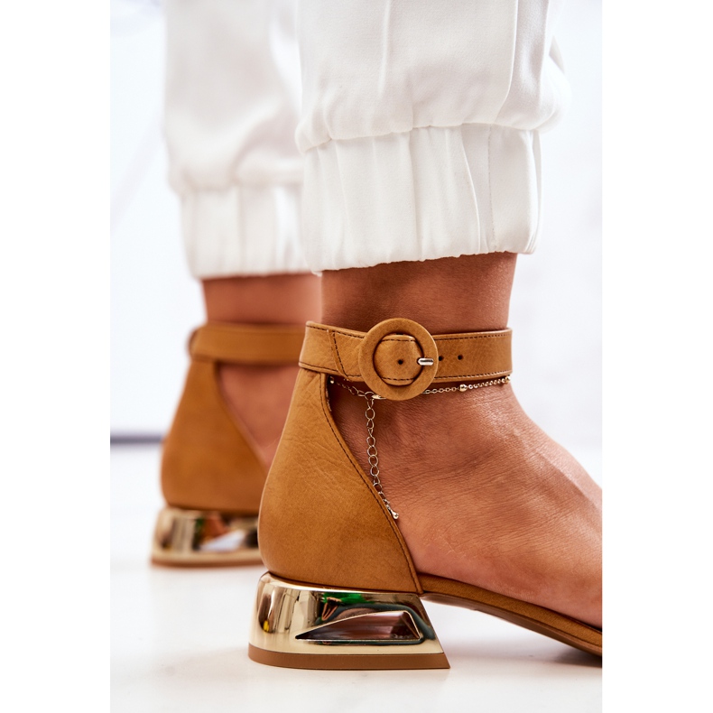 Leather Sandals On Gold Heel Laura Messi 2143 Camel brown 1 Leather Sandals On Gold Heel Laura Messi 2143 Camel brown 1