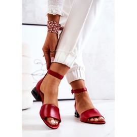 Leather Sandals On High Heel Laura Messi 2143 Red 2