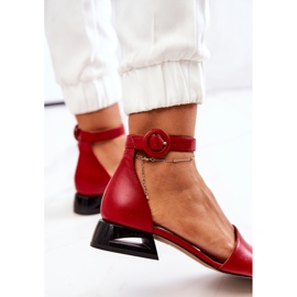 Leather Sandals On High Heel Laura Messi 2143 Red 1