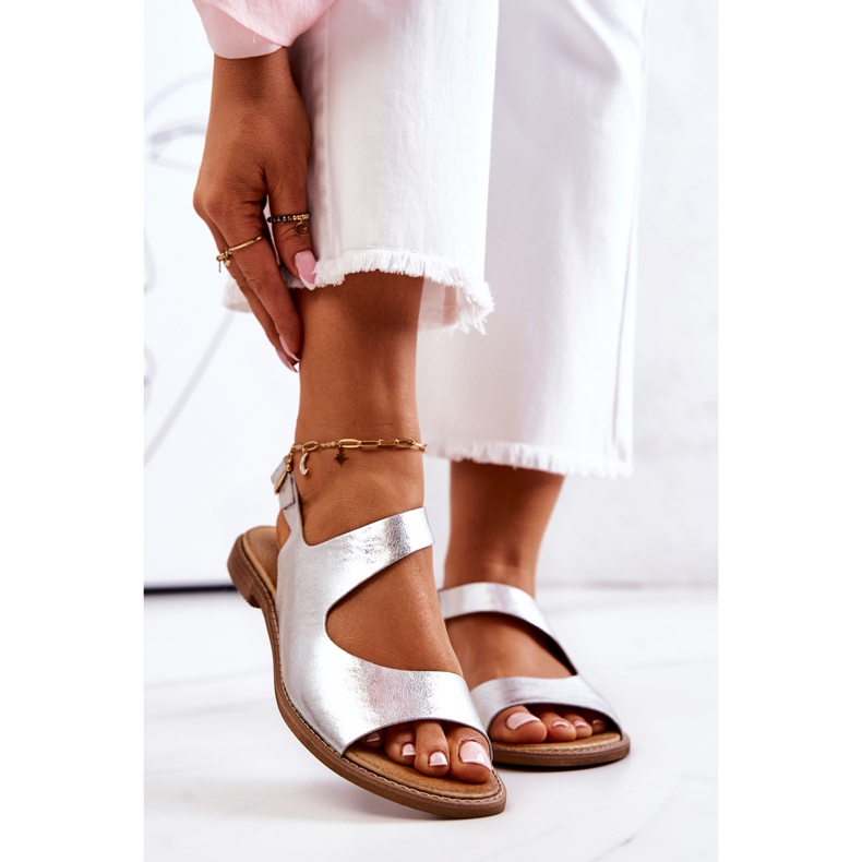 Lewski Shoes Leather Buckle Sandals Lewski 3041 Silver 2 Lewski Shoes Leather Buckle Sandals Lewski 3041 Silver 2