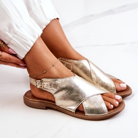 Lewski Shoes Leather Sandals Lewski 3019 Golden 1