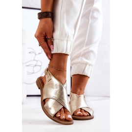 Lewski Shoes Leather Sandals Lewski 3019 Golden 2