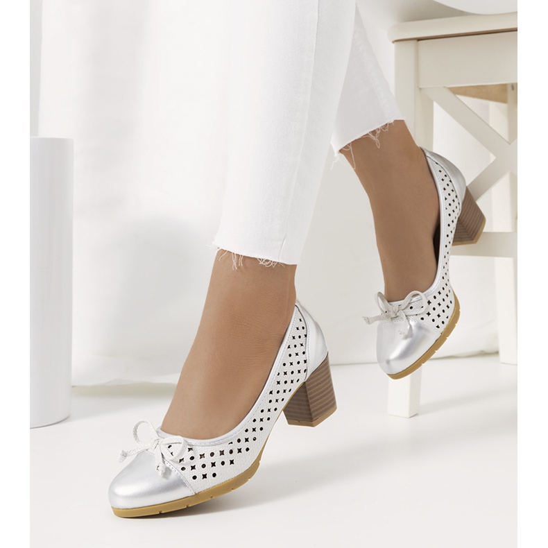 Pereira silver openwork pumps 1