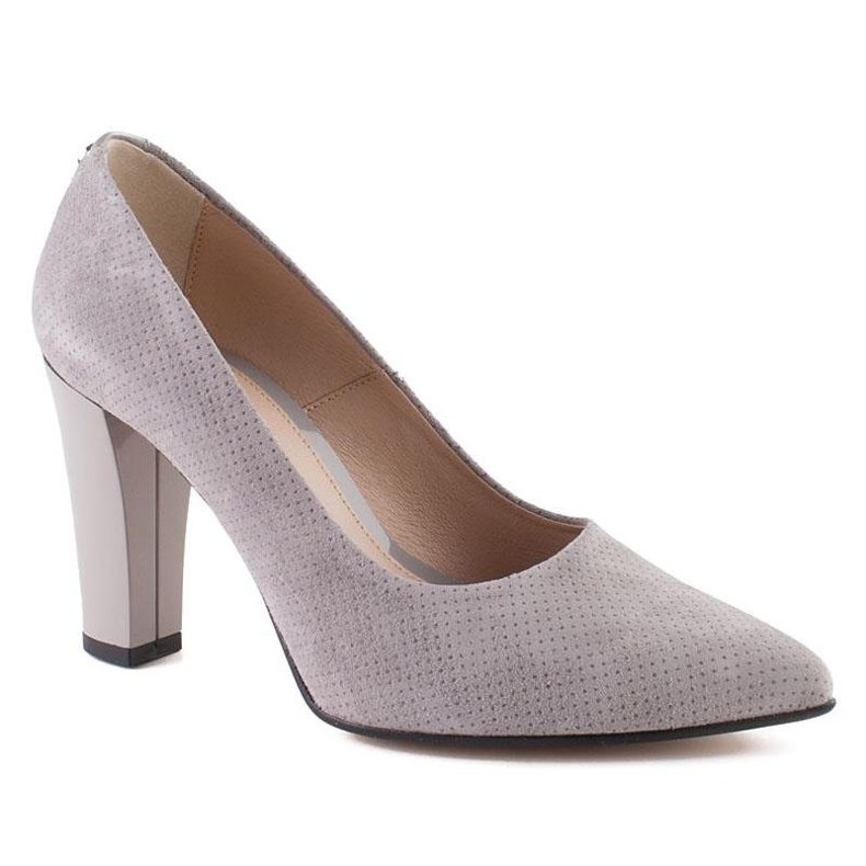 Marco Shoes gray leather pumps with polka dots grey 2