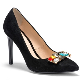 Marco Shoes 1057P black studs with large stones 2