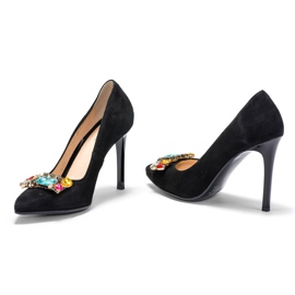 Marco Shoes 1057P black studs with large stones 1
