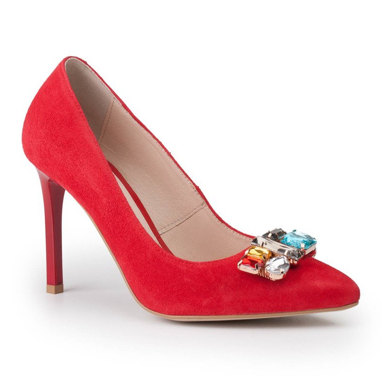 Marco Shoes 1057P red studs with large stones 1