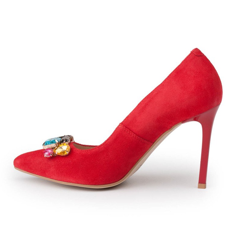 Marco Shoes 1057P red studs with large stones 2