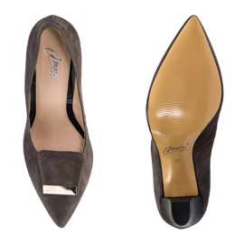 Marco Shoes 1008P brown velor pumps with an embellishment 1