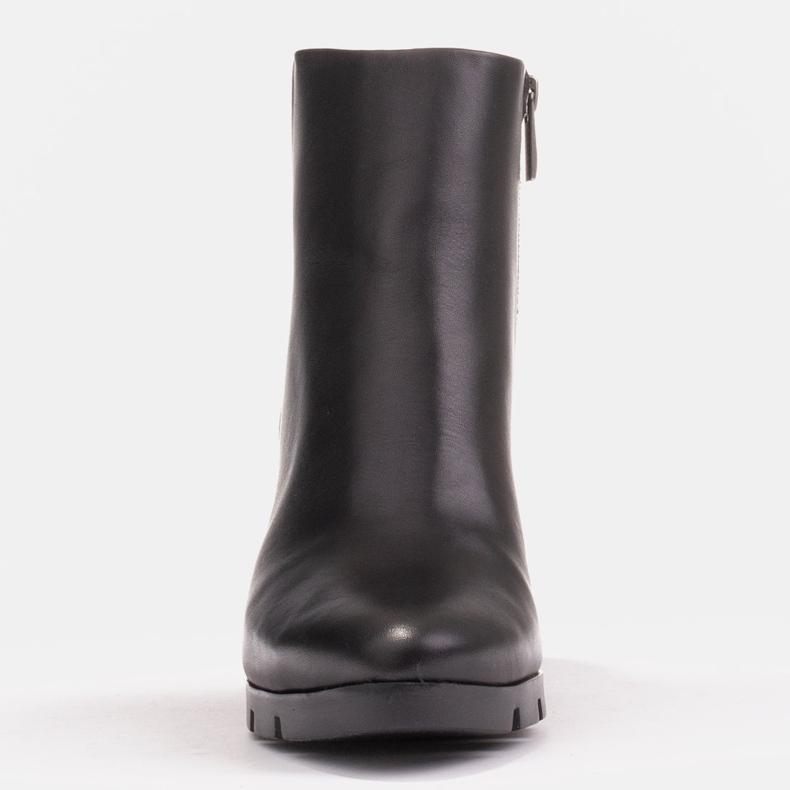 Marco Shoes Bold boots made of natural grain leather with a thick heel black 1