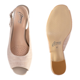 Marco Shoes Beige sandals 0891P with silver plaid 1