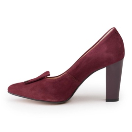Maroon velor pumps Marco Shoes 1008P with an embellishment red 2
