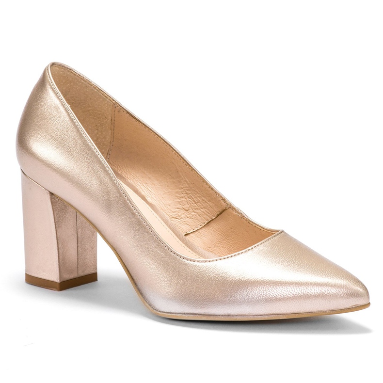 Marco Shoes 1066P platinum pumps with an interesting heel golden 2
