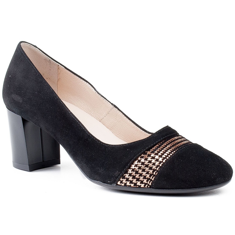 Marco Shoes Suede pumps with a metallic houndstooth black 1