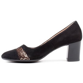 Marco Shoes Suede pumps with a metallic houndstooth black 2