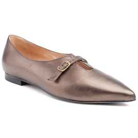 Marco Shoes Slim 1332P metallic ballerinas with a strap brown 1