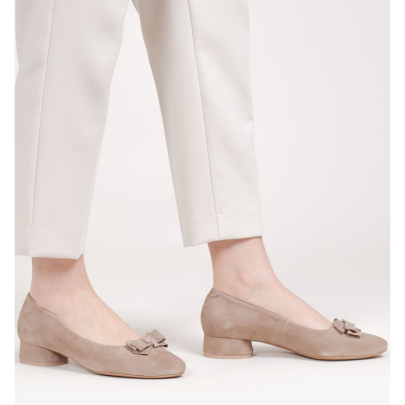 Marco Shoes Elegant 1811P beige ballerinas with a bow 1