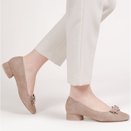 Marco Shoes Elegant 1811P beige ballerinas with a bow 2