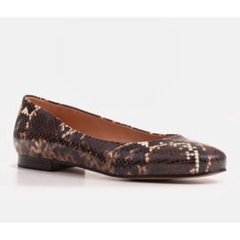 Marco Shoes Brown ballerinas with a snake pattern 1