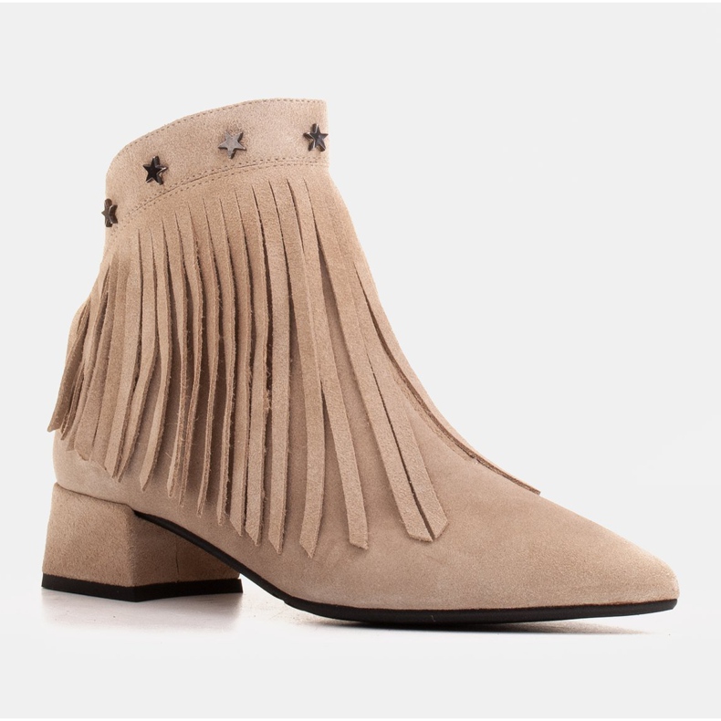 Marco Shoes Original suede boots with decorative fringes beige 1