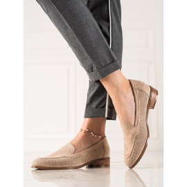 Vinceza Openwork suede shoes beige 1