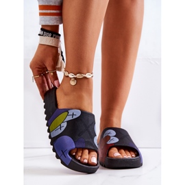 PS1 Black Monsters Printed Rubber Slippers navy blue 2