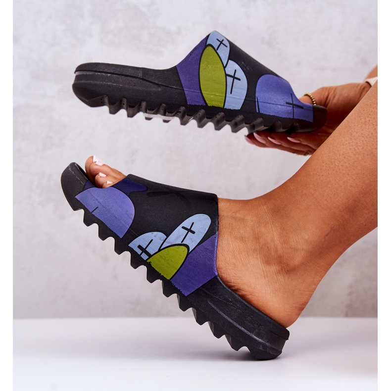 PS1 Black Monsters Printed Rubber Slippers navy blue 1