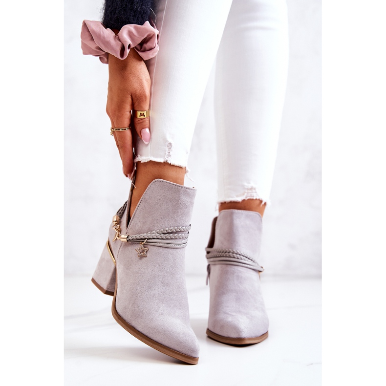 PS1 Inessa Gray Suede Cowboy Boots With Stripes grey 2