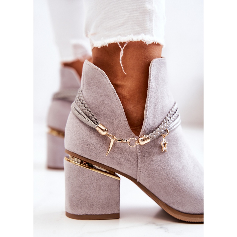 PS1 Inessa Gray Suede Cowboy Boots With Stripes grey 1