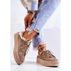 PF1 Leather Sport Shoes On A Beige Mary Ann Platform 1 PF1 Leather Sport Shoes On A Beige Mary Ann Platform 1