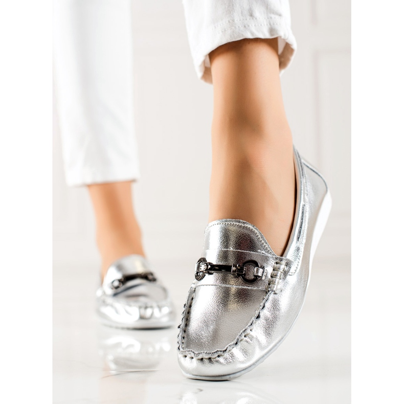 Goodin Silver Leather Loafers 1