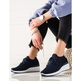 Goodin Lace-up Wedge Shoes navy blue 1