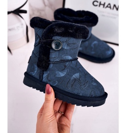 Apawwa Children's Snow Boots With Fur And Button Navy Blue Kawai 1