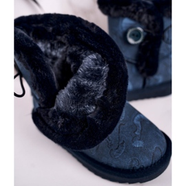 Apawwa Children's Snow Boots With Fur And Button Navy Blue Kawai 4