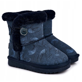 Apawwa Children's Snow Boots With Fur And Button Navy Blue Kawai 5