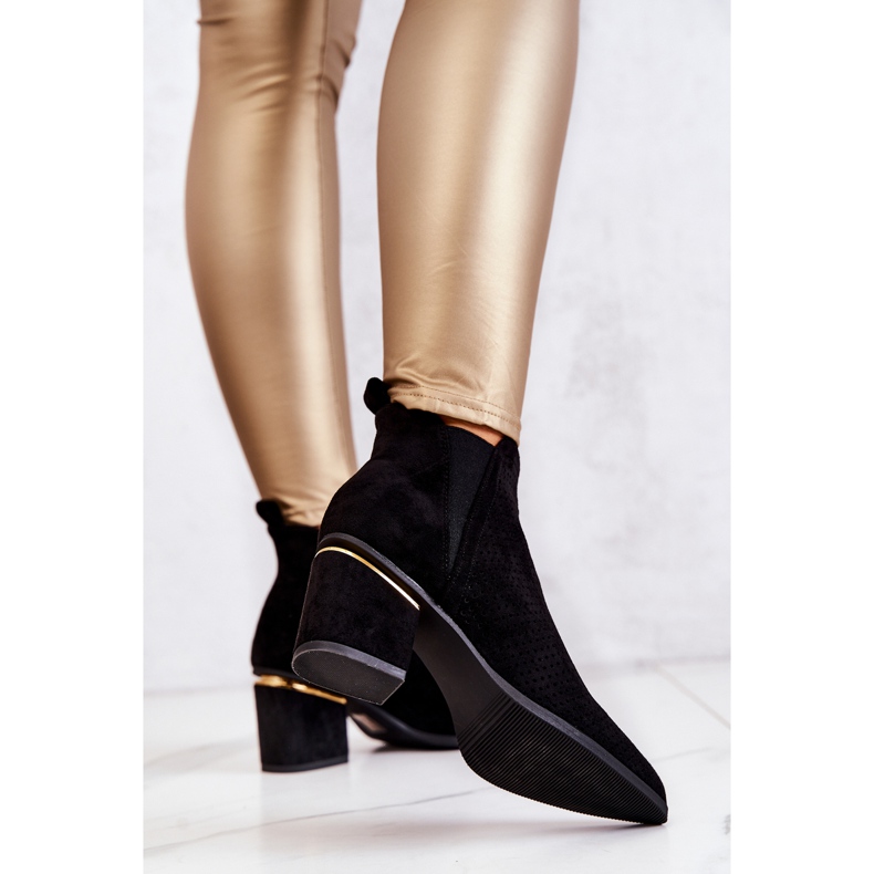 PS1 Black Helloni Suede Openwork Cowboy Boots 1