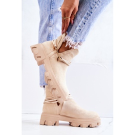 PS1 Suede Worker Boots With Strips Light Beige Moriah 1