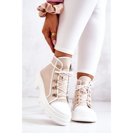 PK1 Leather Boots Beige and White Letty 2