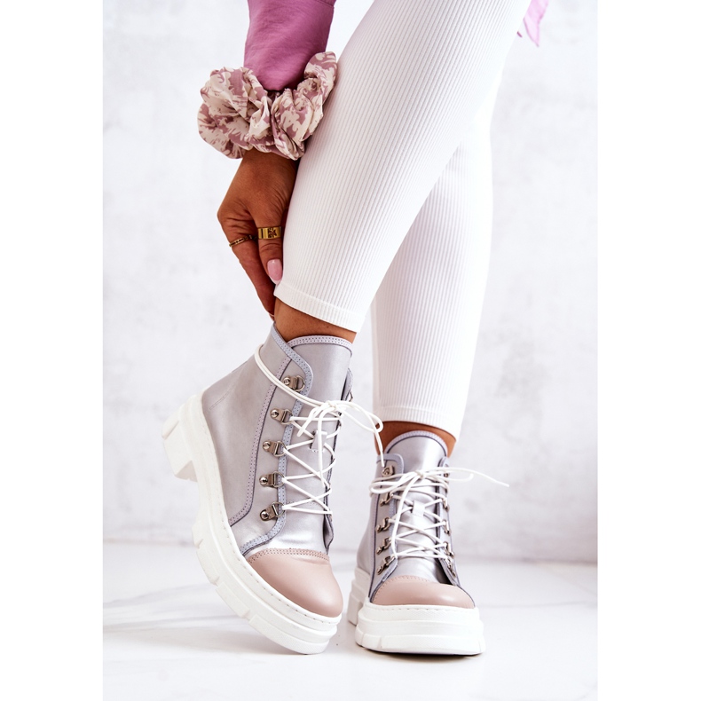 PK1 Silver Letty Leather Boots beige 1