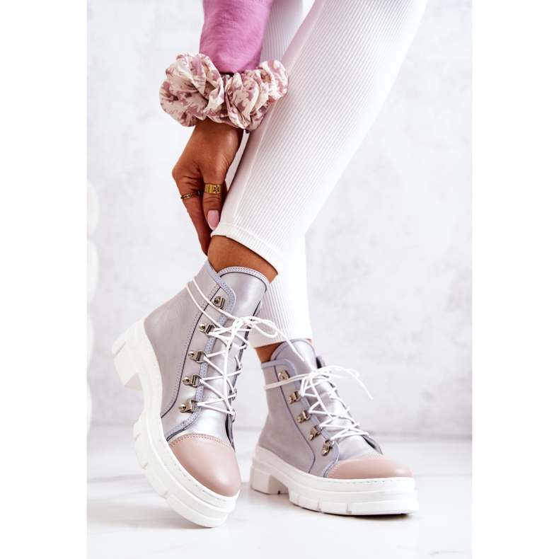 PK1 Silver Letty Leather Boots beige 2