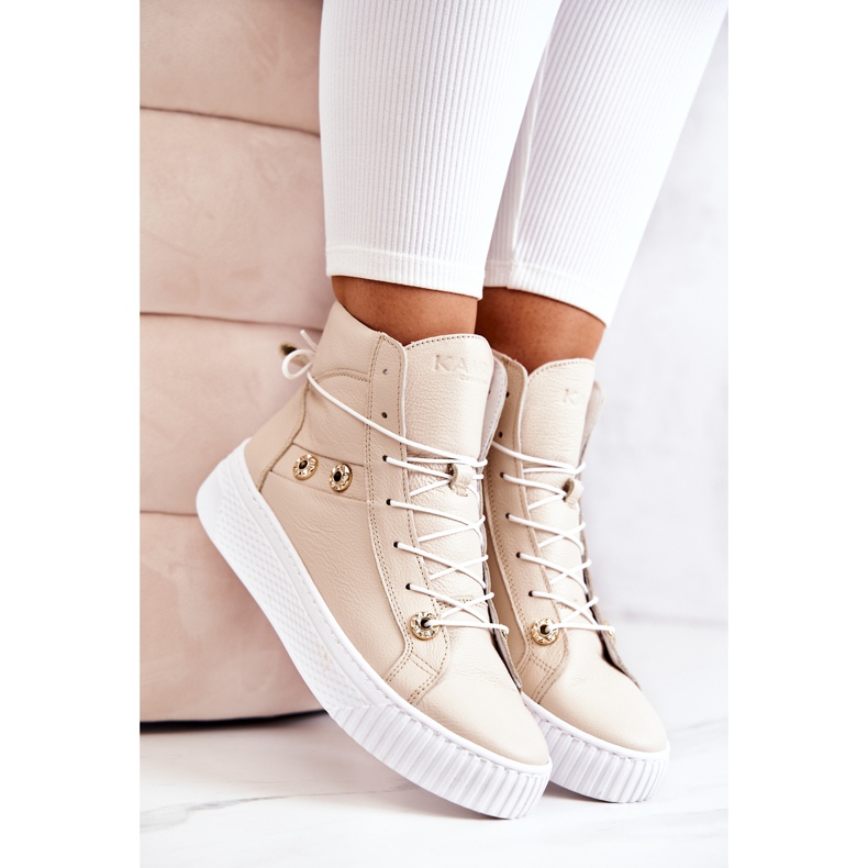 PK1 High Boot Leather Sneakers Beige Ashlee 1