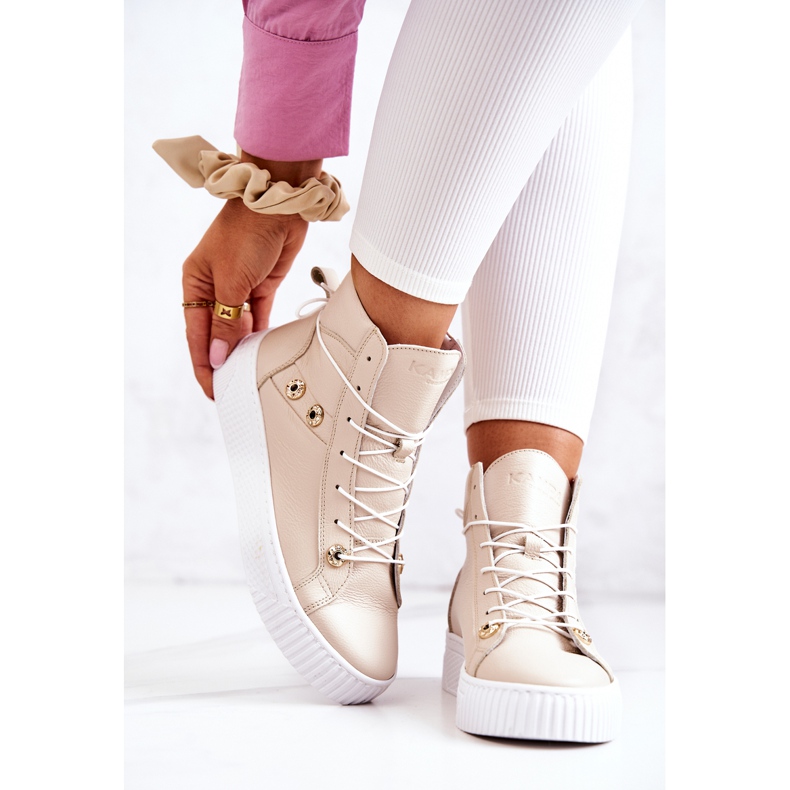 PK1 High Boot Leather Sneakers Beige Ashlee 2