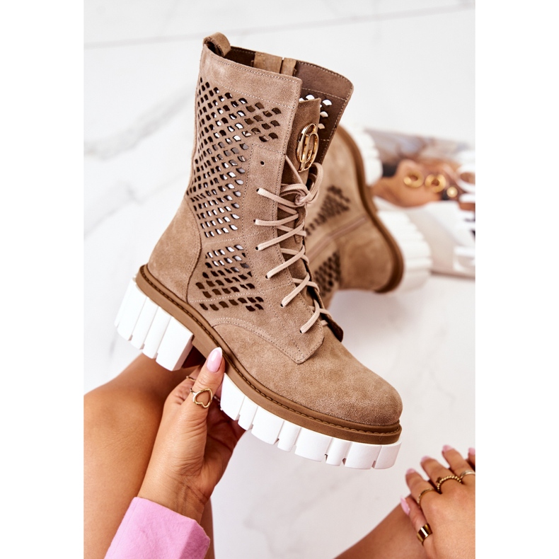 Leather High Boots Workers Nicole Camel 2706 brown 1
