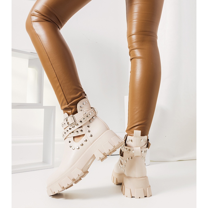 Beige boots with Kinney studs 2