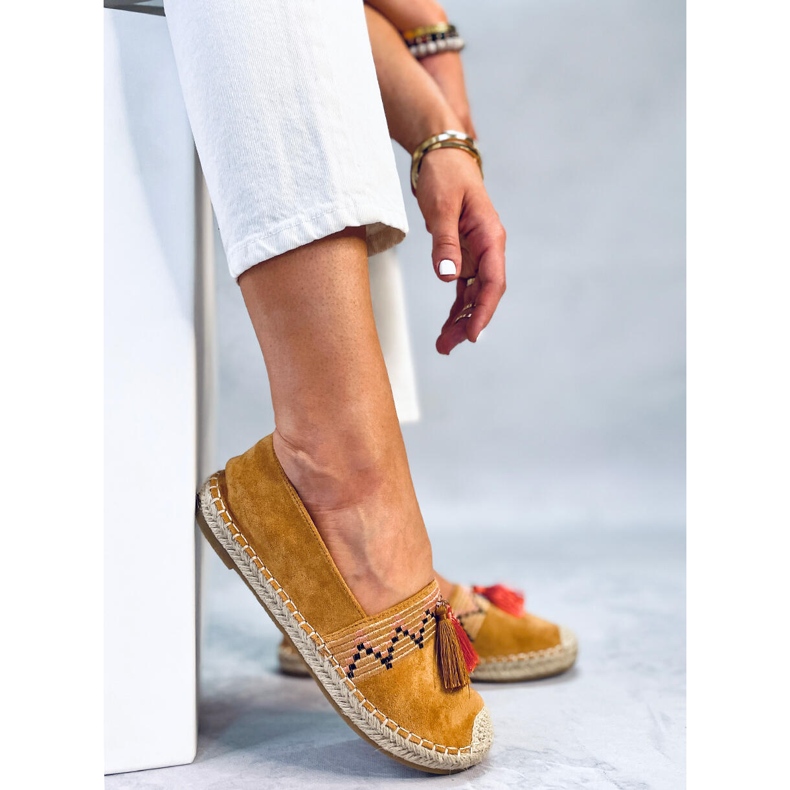 Boho espadrilles with Birna Camel fringe brown 2