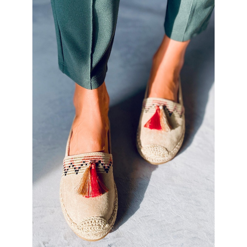 Boho espadrilles with Birna Beige fringes 2