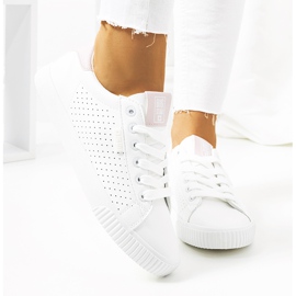 Women's white sneakers Big Star HH274073 pink 2